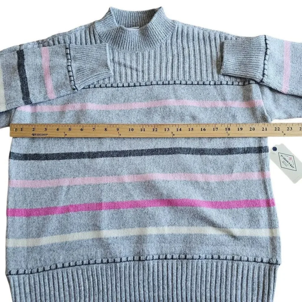 St johns bay womens Sz L gray pink knit pullover sweater